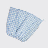 Gingham Blue Satin Lined Flexi Shower Cap